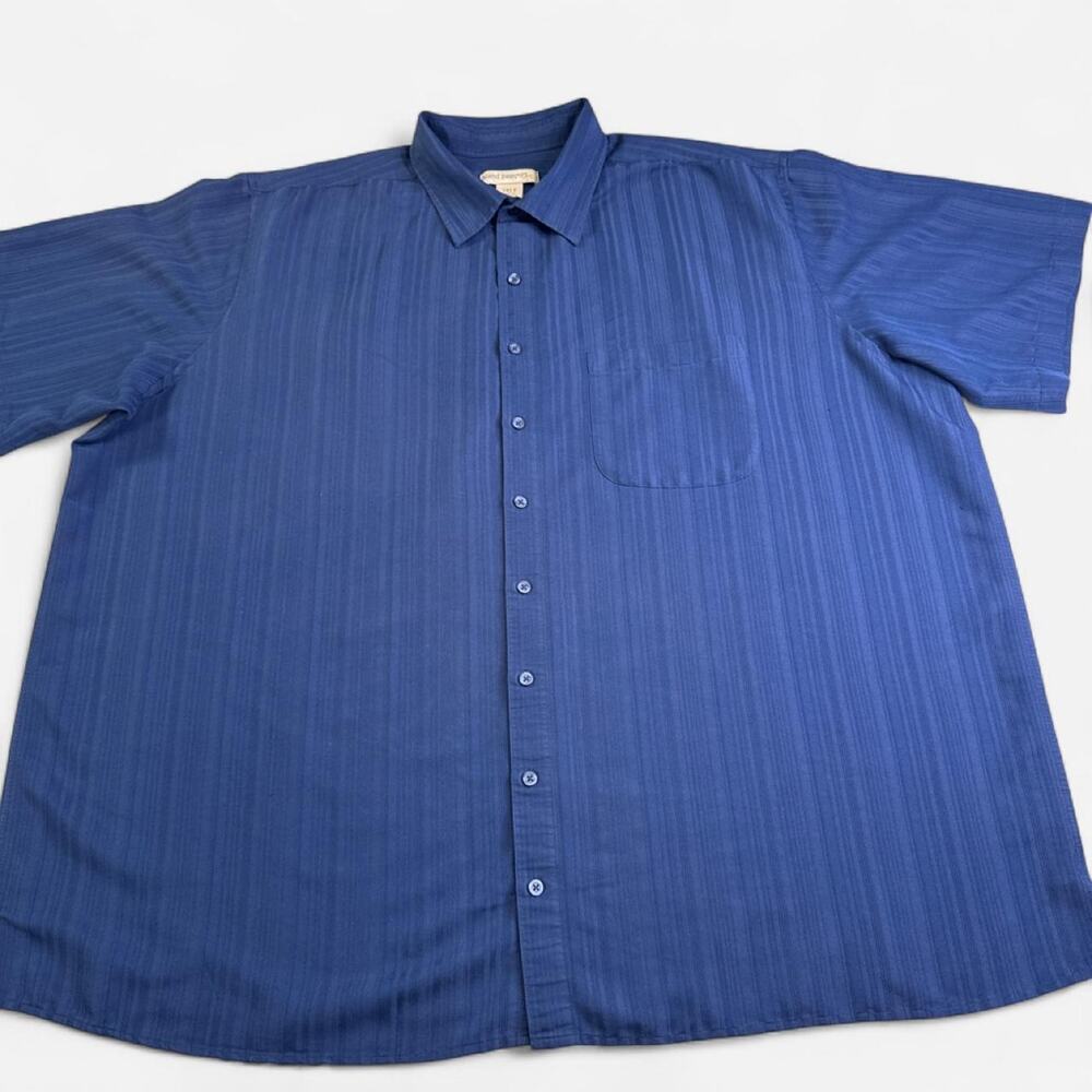 Island Passport 3XLT Blue Textured Button Down Shirt
